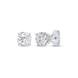 Round-Cut Diamond Solitaire Stud Earrings 7/8 ct tw 10K White Gold (I/I3)