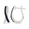 Thumbnail Image 3 of Black & White Diamond Crisscross Hoop Earrings 1/2 ct tw Sterling Silver