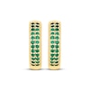 Thumbnail Image 2 of Round-Cut Lab-Created Emerald Two-Row Huggie Hoop Earrings 10K Yellow Gold