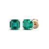 Thumbnail Image 1 of Men's Square Emerald-Cut Lab-Created Emerald Solitaire Stud Earrings 10K Yellow Gold