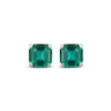 Thumbnail Image 2 of Men's Square Emerald-Cut Lab-Created Emerald Solitaire Stud Earrings 10K Yellow Gold