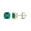 Thumbnail Image 3 of Men's Square Emerald-Cut Lab-Created Emerald Solitaire Stud Earrings 10K Yellow Gold