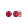 Thumbnail Image 1 of Men's Lab-Created Ruby Solitaire Stud Earrings 10K Yellow Gold