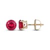 Thumbnail Image 3 of Men's Lab-Created Ruby Solitaire Stud Earrings 10K Yellow Gold
