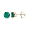 Thumbnail Image 3 of Men's Lab-Created Emerald Solitaire Stud Earrings 10K Yellow Gold