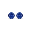 Thumbnail Image 2 of Men's Blue Lab-Created Sapphire Solitaire Stud Earrings 10K Yellow Gold