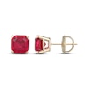 Thumbnail Image 3 of Men's Square Emerald-Cut Lab-Created Ruby Solitaire Stud Earrings 10K Yellow Gold