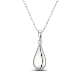 Teardrop Pendant Necklace Sterling Silver 18"