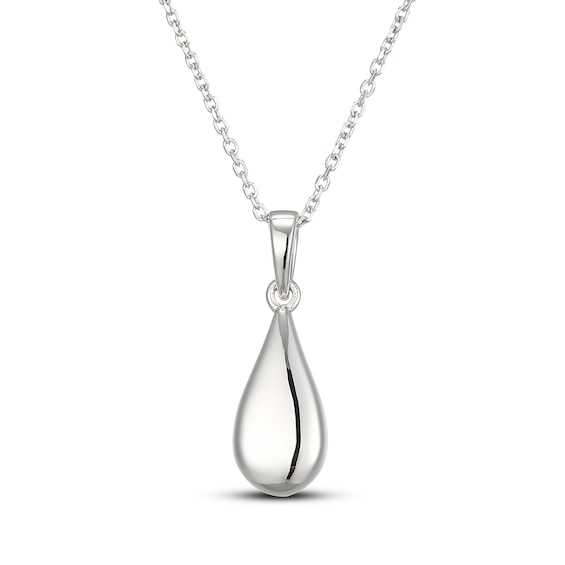 Teardrop Pendant Necklace Sterling Silver 18"