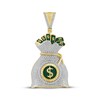 Thumbnail Image 1 of Men's Diamond & Green Enamel Money Bag Charm 1 ct tw 10K Yellow Gold