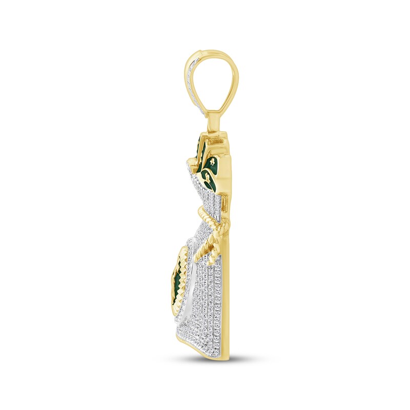 Main Image 3 of Men's Diamond & Green Enamel Money Bag Charm 1 ct tw 10K Yellow Gold
