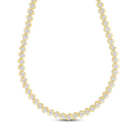 KAY Lab-Grown Diamonds Swirl Link Necklace 1/2 ct tw 24K Yellow Gold Vermeil Sterling Silver 18"