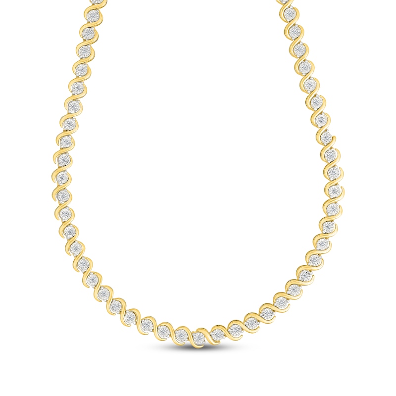 Main Image 1 of KAY Lab-Grown Diamonds Swirl Link Necklace 1/2 ct tw 24K Yellow Gold Vermeil Sterling Silver 18"
