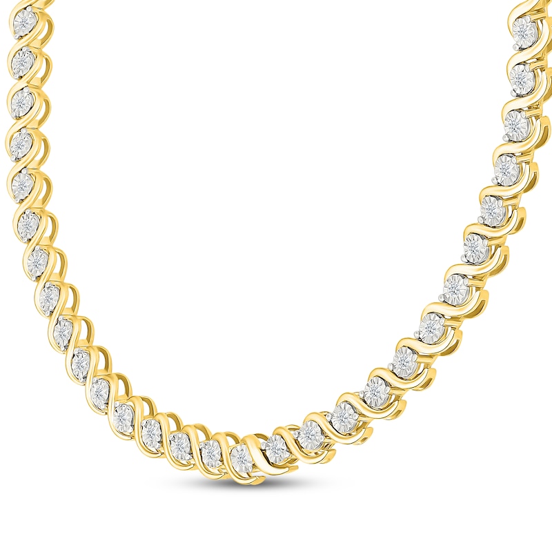 Main Image 2 of KAY Lab-Grown Diamonds Swirl Link Necklace 1/2 ct tw 24K Yellow Gold Vermeil Sterling Silver 18"
