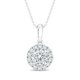 KAY Lab-Grown Diamonds Halo Necklace 1/2 ct tw 14K White Gold (F/VS2)18"