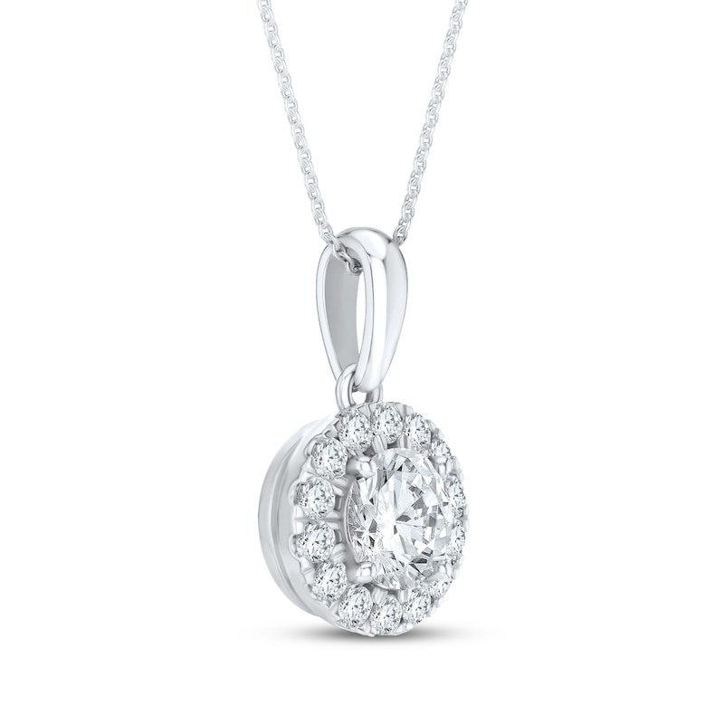 Main Image 2 of KAY Lab-Grown Diamonds Halo Necklace 1/2 ct tw 14K White Gold (F/VS2)18"