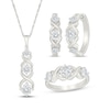 Thumbnail Image 1 of White Lab-Created Sapphire Three-Stone Twist Gift Set Sterling Silver