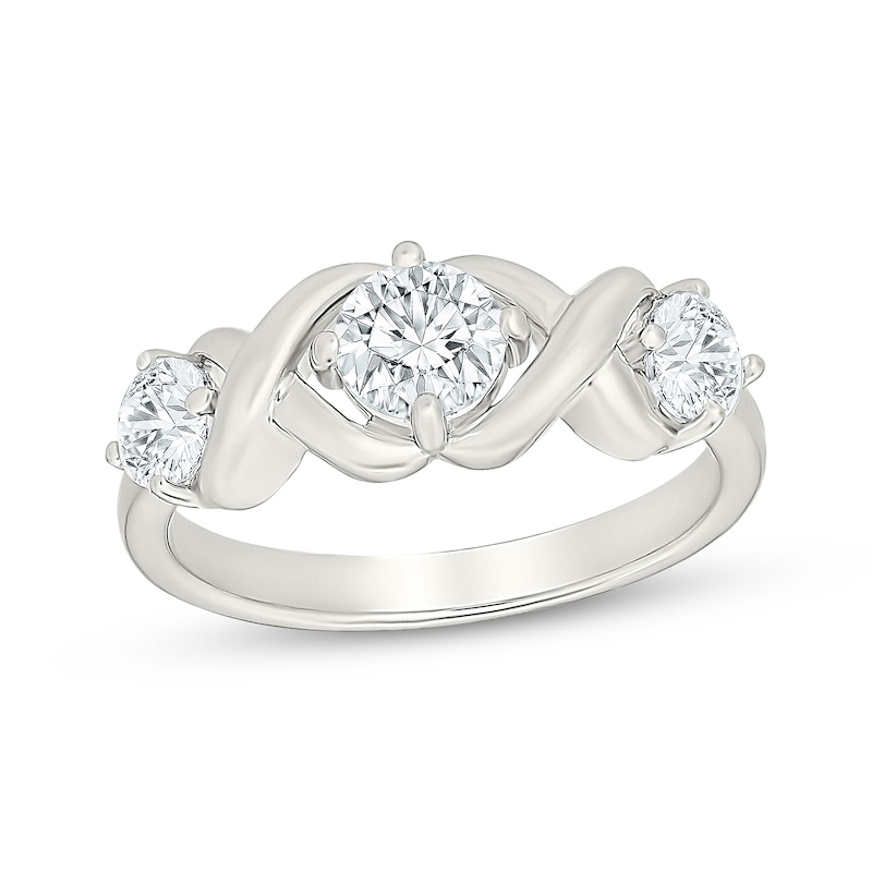 Main Image 3 of White Lab-Created Sapphire Three-Stone Twist Gift Set Sterling Silver