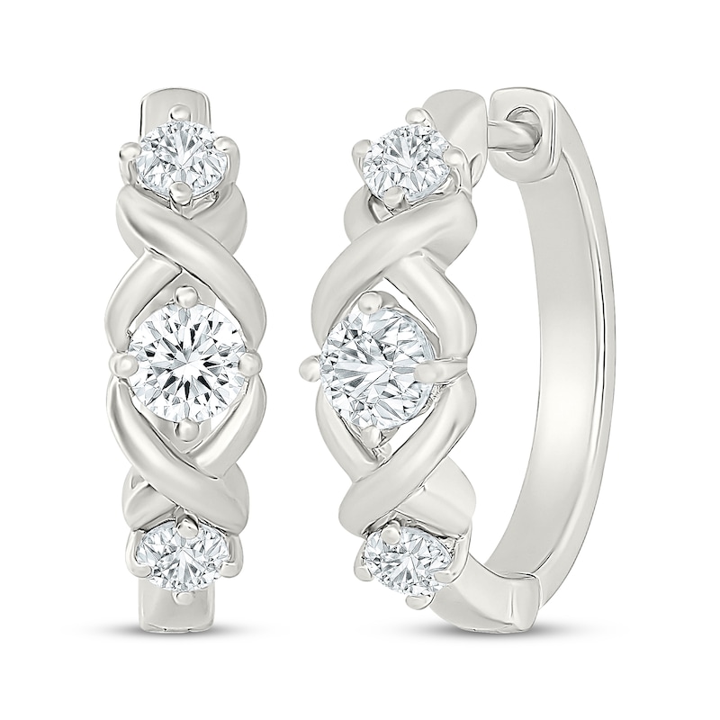 Main Image 4 of White Lab-Created Sapphire Three-Stone Twist Gift Set Sterling Silver