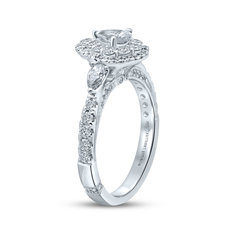 Main Image 2 of Monique Lhuillier Bliss Pear-Shaped Diamond Double Halo Engagement Ring 1-1/4 ct tw 18K White Gold