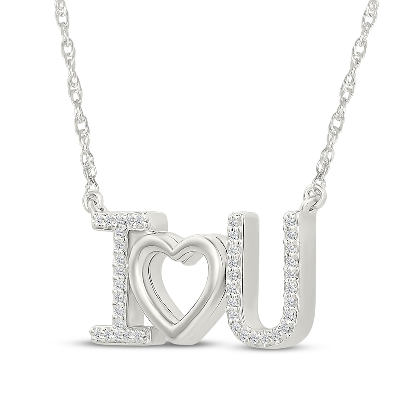 Main Image 2 of Diamond "I Heart U" Necklace 1/15 ct tw Sterling Silver 18"
