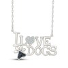 Thumbnail Image 1 of Black & White Diamond "I Love Dogs" Paw and Heart Necklace 1/15 ct tw Sterling Silver 18"