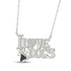Thumbnail Image 2 of Black & White Diamond "I Love Dogs" Paw and Heart Necklace 1/15 ct tw Sterling Silver 18"
