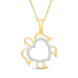 Diamond Turtle Heart Necklace 1/8 ct tw 10K Yellow Gold 18"