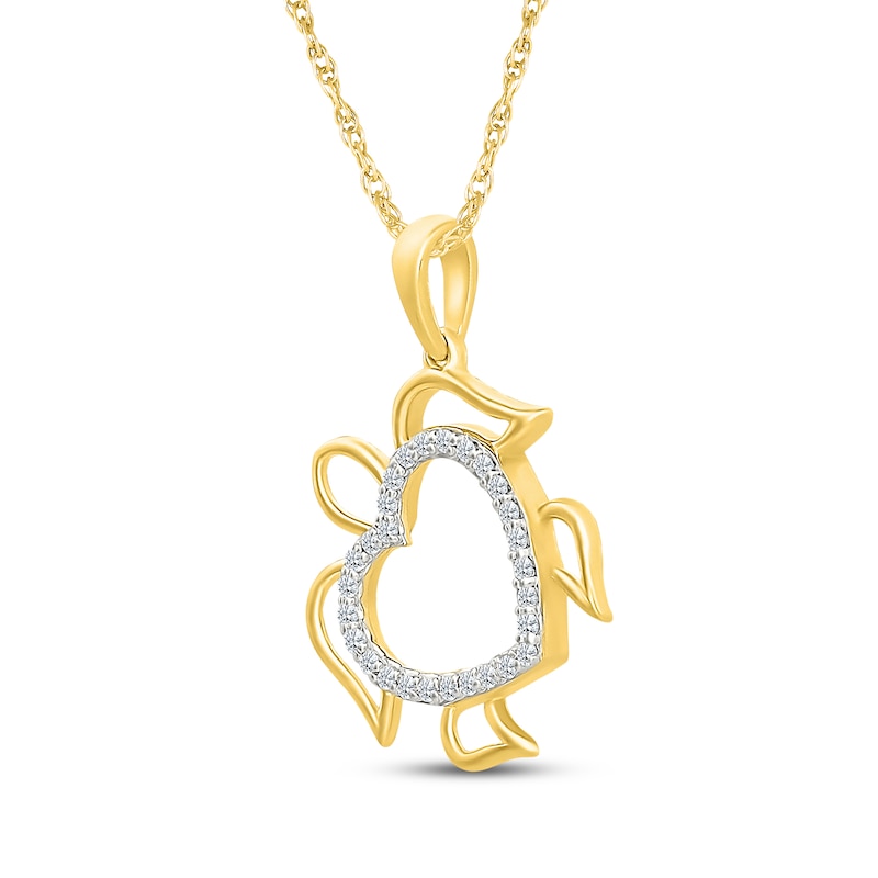 Main Image 2 of Diamond Turtle Heart Necklace 1/8 ct tw 10K Yellow Gold 18"