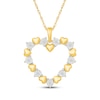 Thumbnail Image 1 of Diamond Alternating Heart Necklace 1/15 ct tw 24K Yellow Gold Vermeil Sterling Silver 18"