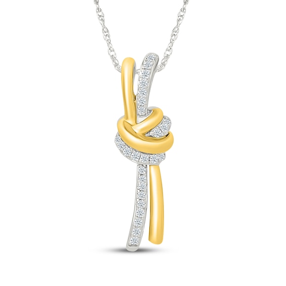 Diamond Knot Necklace 1/6 ct tw Sterling Silver & 10K Yellow Gold 18"