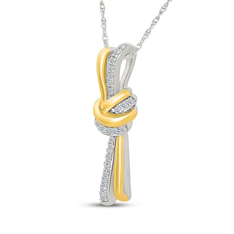 Main Image 2 of Diamond Knot Necklace 1/6 ct tw Sterling Silver & 10K Yellow Gold 18"