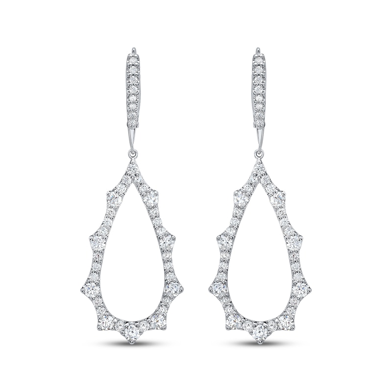 Main Image 2 of Diamond Scalloped Teardrop Dangle Earrings 2 ct tw 14K White Gold