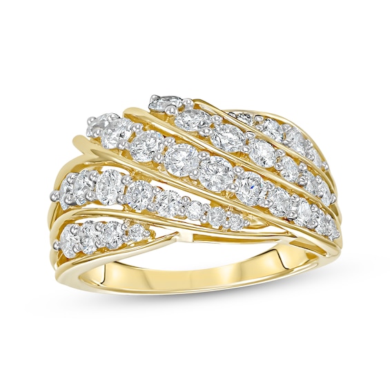Diamond Multi-Row Curve Fashion Ring 1-1/2 ct tw 10K Yellow Gold