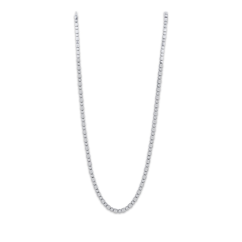 Main Image 2 of KAY Lab-Grown Diamonds Bezel-Set Round & Emerald-Cut Necklace 14 ct tw 14K White Gold 18"