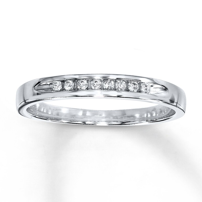 Diamond Wedding Band 1/20 ct tw Round-cut 10K White Gold