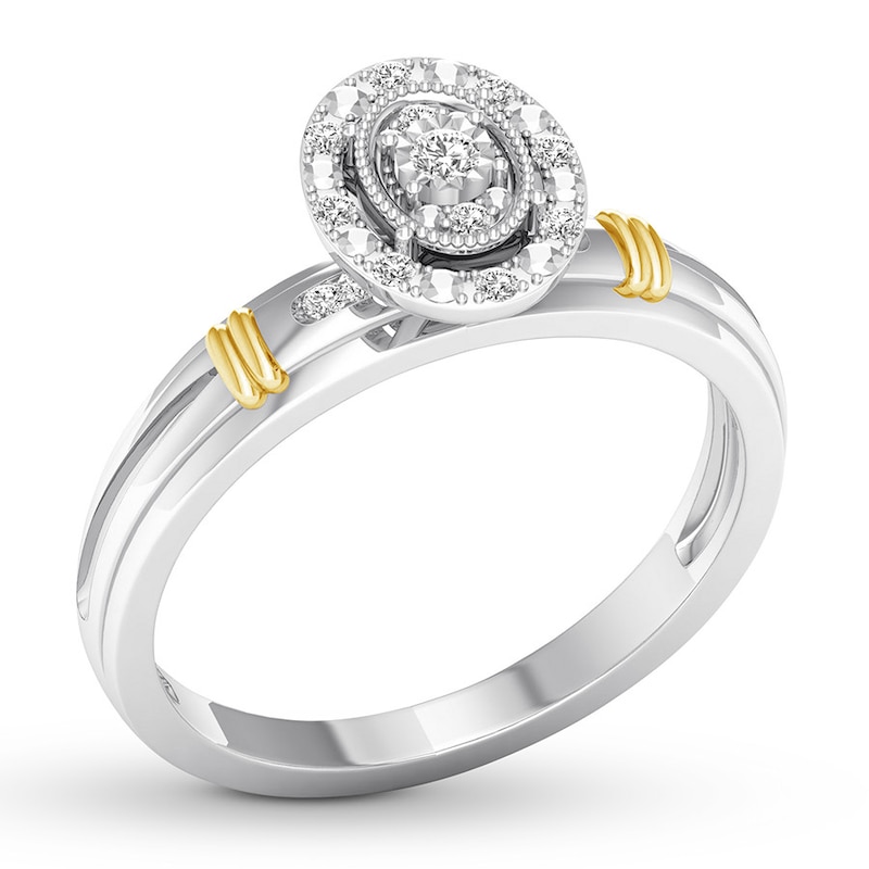 Diamond Engagement Ring 1/20 ct tw Round-cut 10K Two-Tone Gold - Size 7