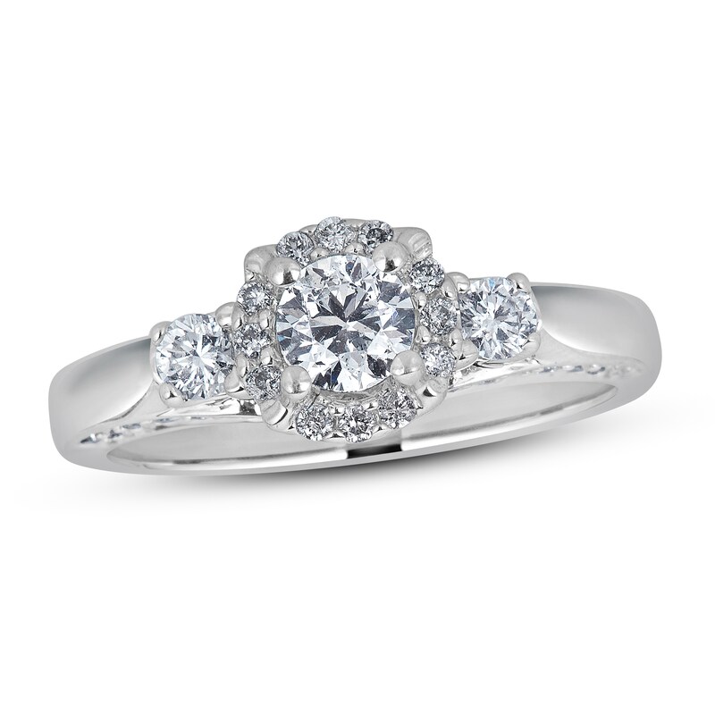 Diamond Engagement Ring 7/8 ct tw Round-cut 14K White Gold