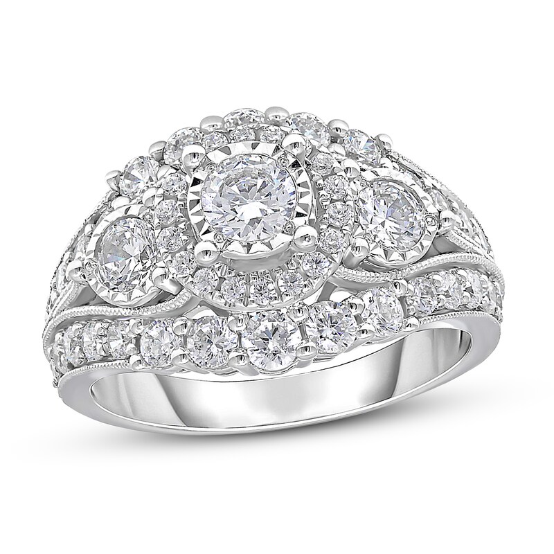 Diamond Engagement Ring 2 ct tw Round-cut 14K White Gold