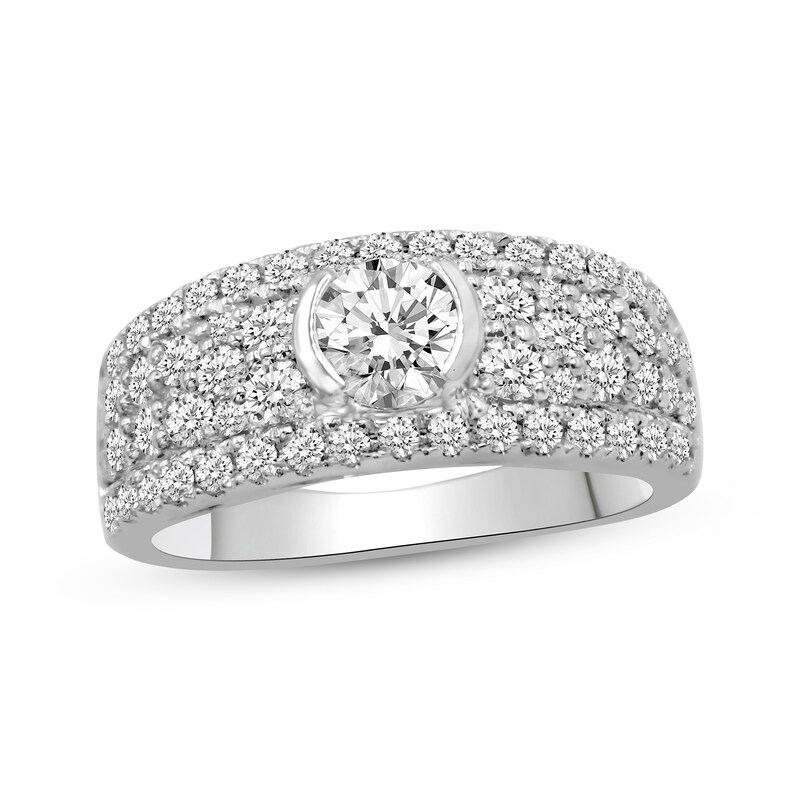 Diamond Engagement Ring 1-1/8 ct tw Round-cut 14K White Gold