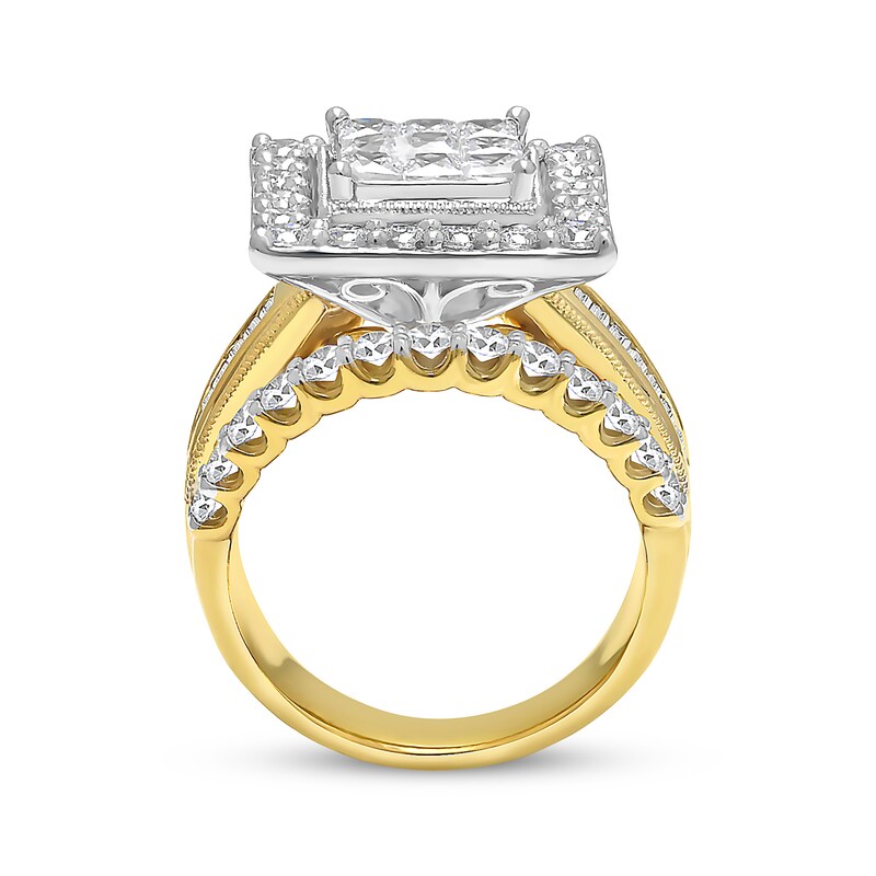 Diamond Engagement Ring 3 ct tw Princess, Baguette & Round-cut 14K Yellow Gold