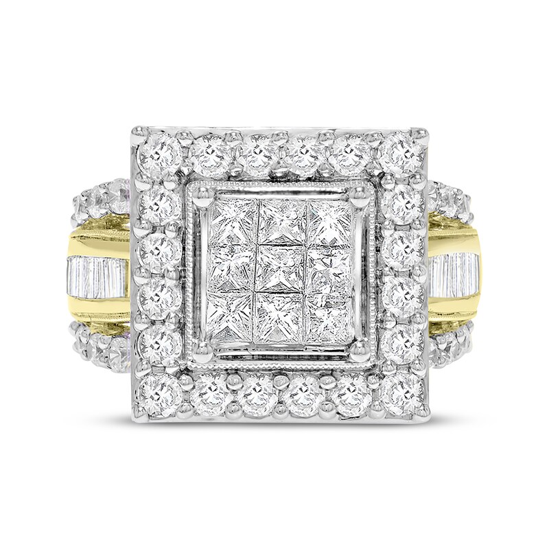 Diamond Engagement Ring 3 ct tw Princess, Baguette & Round-cut 14K Yellow Gold