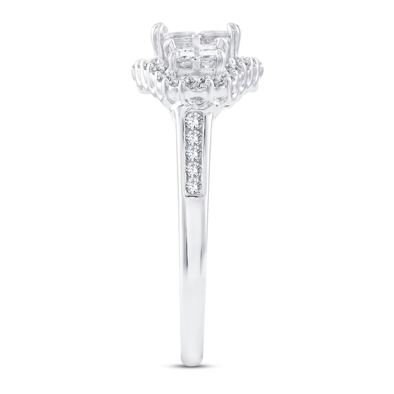 Diamond Engagement Ring 1-1/4 ct tw Princess & Round 14K White Gold
