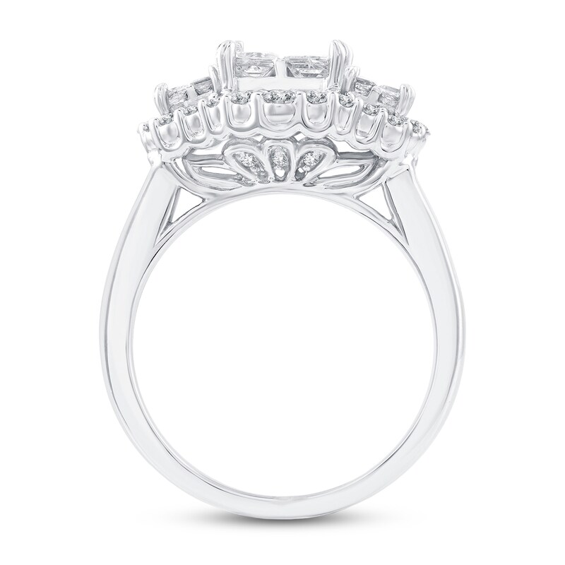 Diamond Engagement Ring 1-1/4 ct tw Princess & Round 14K White Gold