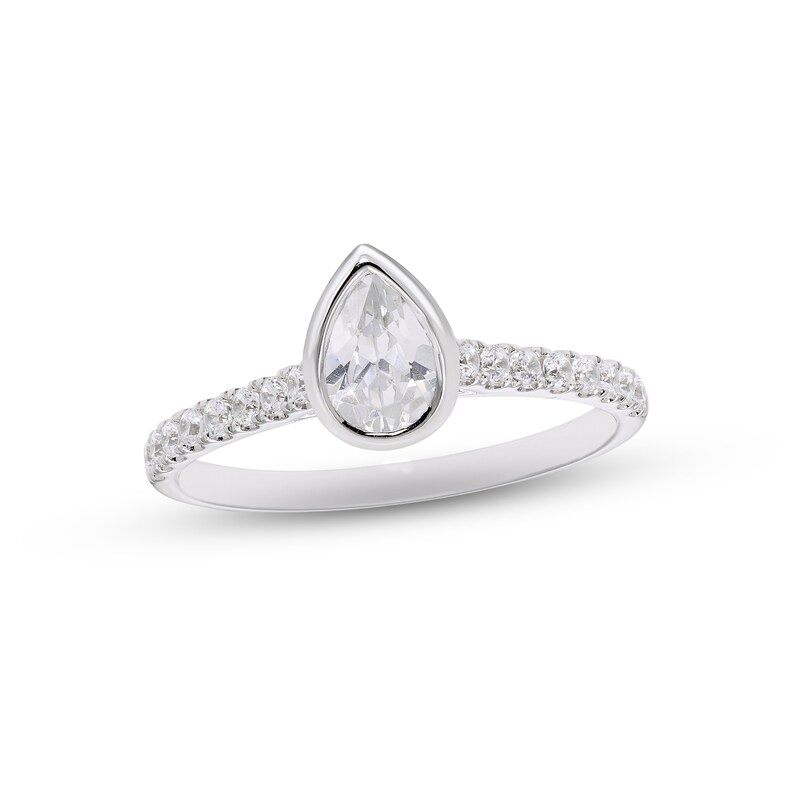 Diamond Solitaire Engagement Ring 3/4 ct tw Pear & Round-Cut 14K White Gold