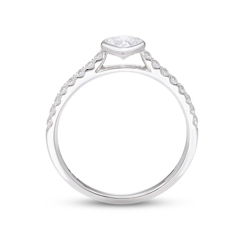 Diamond Solitaire Engagement Ring 3/4 ct tw Pear & Round-Cut 14K White Gold