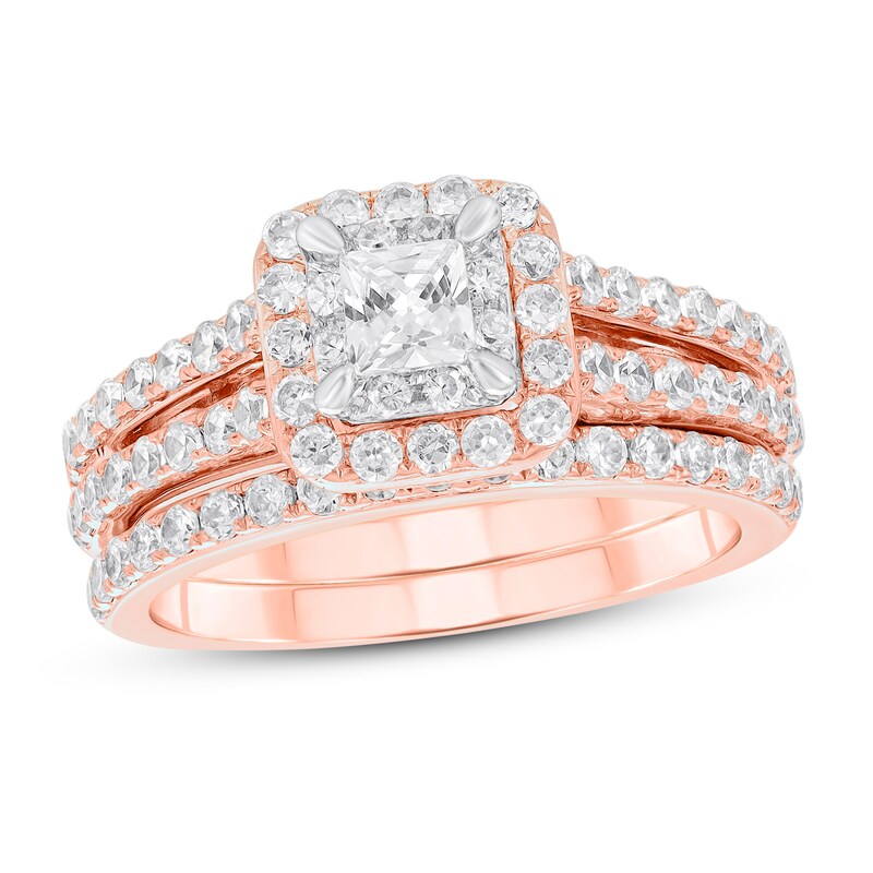 Diamond Bridal Set 1-1/5 ct tw Princess & Round 14K Two-Tone Gold
