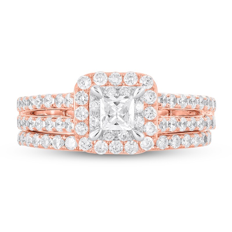 Diamond Bridal Set 1-1/5 ct tw Princess & Round 14K Two-Tone Gold