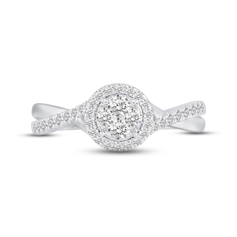 Multi-Diamond Engagement Ring 1/2 ct tw Round-cut 14K White Gold