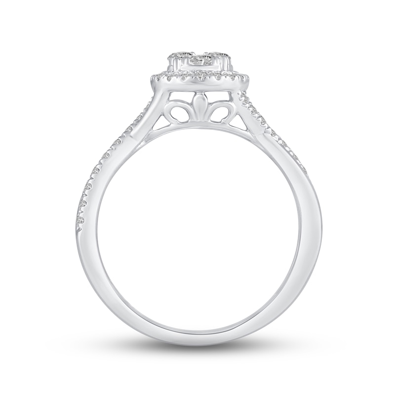 Multi-Diamond Engagement Ring 1/2 ct tw Round-cut 14K White Gold